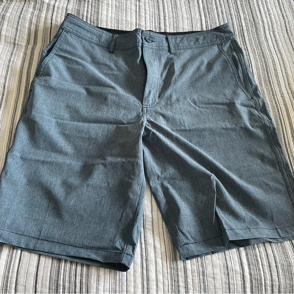 Grey mens shorts, light weight water resistant material